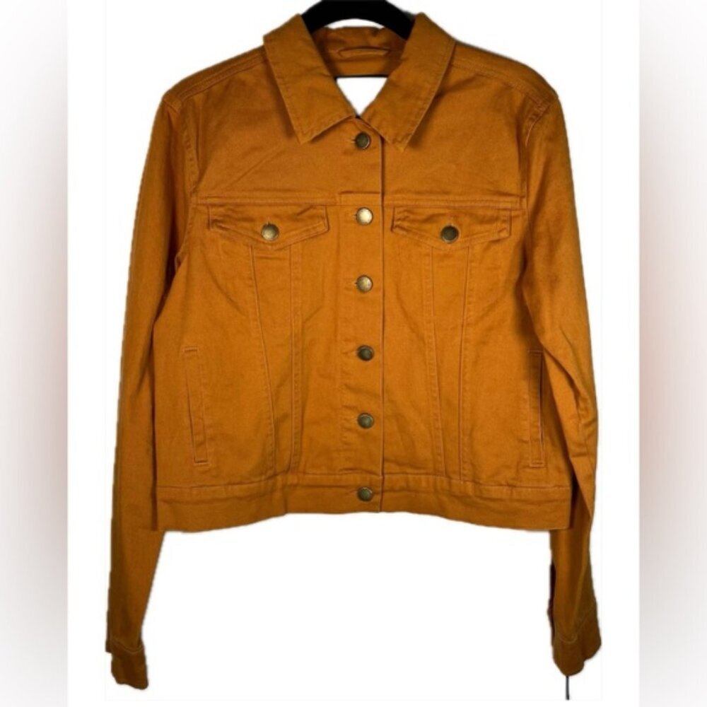 NWT BAGATELLE COLLECTION RustyOrange Button up Chest/Side Pockets Denim Jacket S